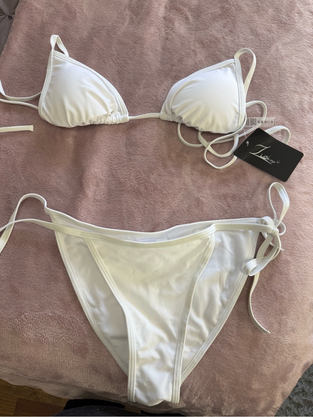 Amazon White Triangle Tie-Side Bikini Set